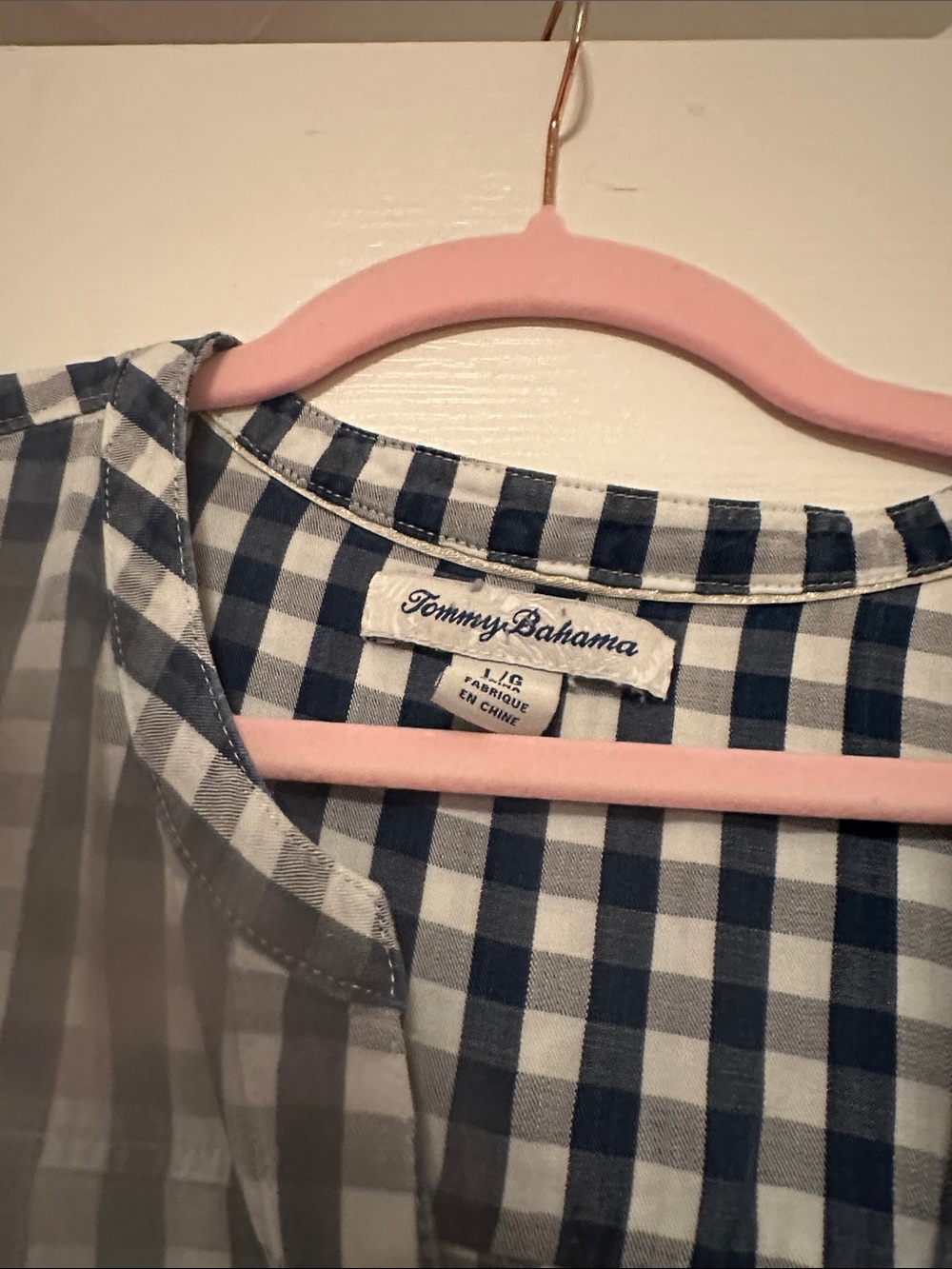 Tommy Bahama Navy and White Gingham Button-Down Shirt